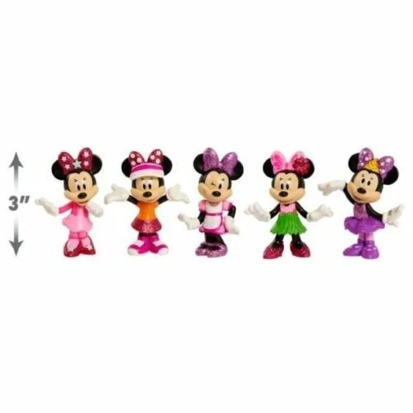 Disney Junior Minnie Mouse Collectible Figure 5-Piece Set Bows Glitter 3-inch - Picture 3 of 5